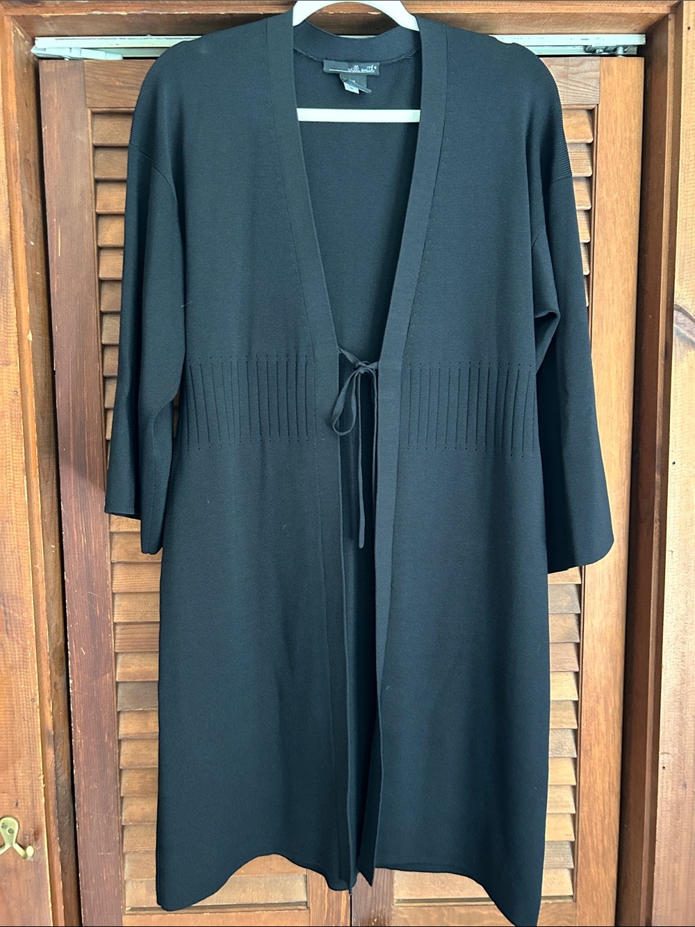 Black Long Tie-Front Knit Cardigan by Willie Smith